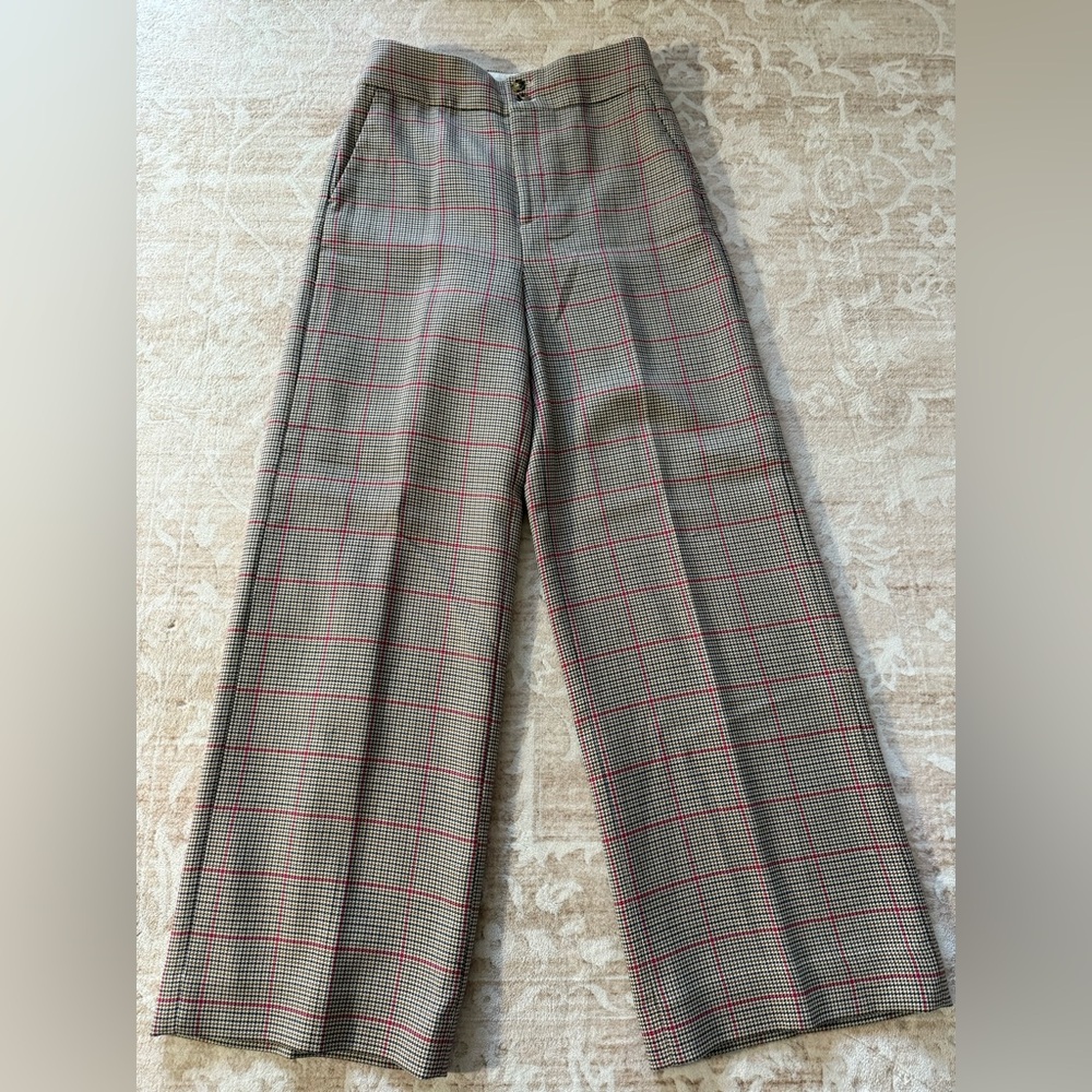 J. Crew Plaid Dress Pants - handstooth pink blue and brown
